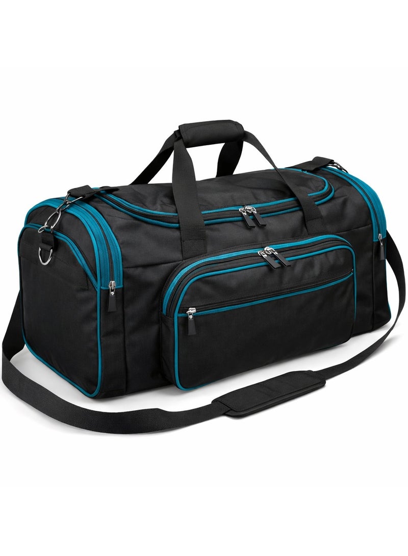 حقيبة رياضية مزودة بجيب للأحذية، حقيبة رياضية مزودة بجيب للمناشف المبللة، حقيبة سفر للرجال والنساء، حقيبة لياقة بدنية وتمارين رياضية - أسود